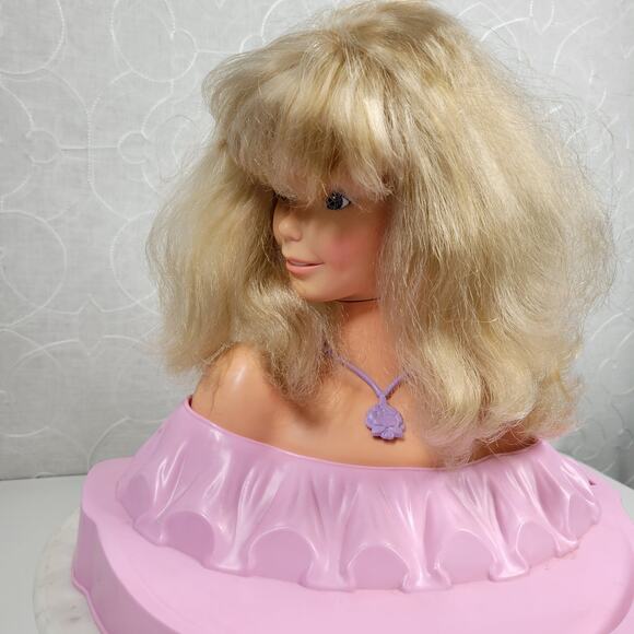 Vtg Barbie Style Me Doll Head Toy 12" Pink Shampoo Bottle Twisting 1983 Mattel - Picture 7 of 16